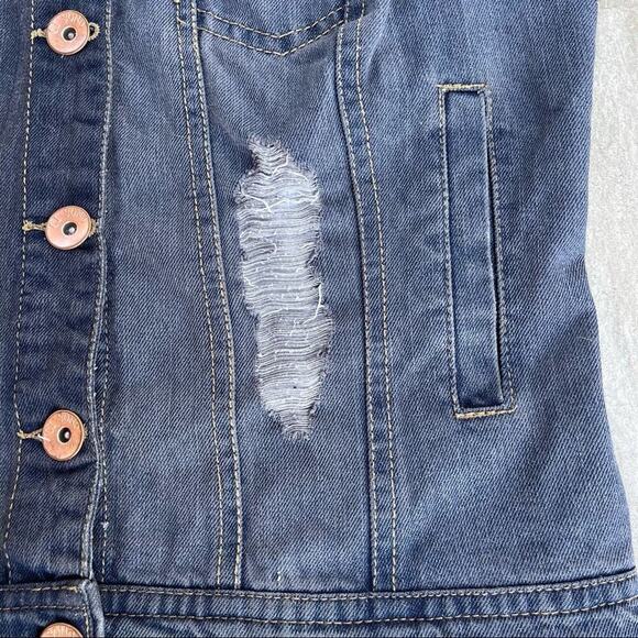 CI SONO ~ Distressed Denim Vest ~ Size Medium - Picture 4 of 11